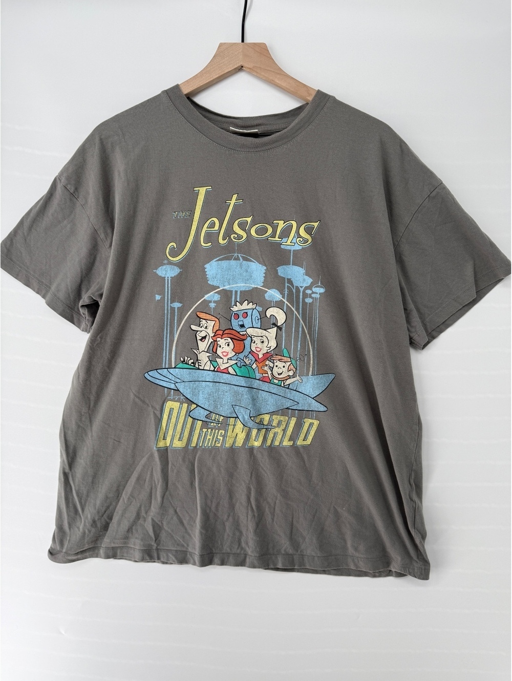 Cotton On The Jetsons Relaxed Boyfriend Tee Gray Graphic Y2K Retro Casual Shirt